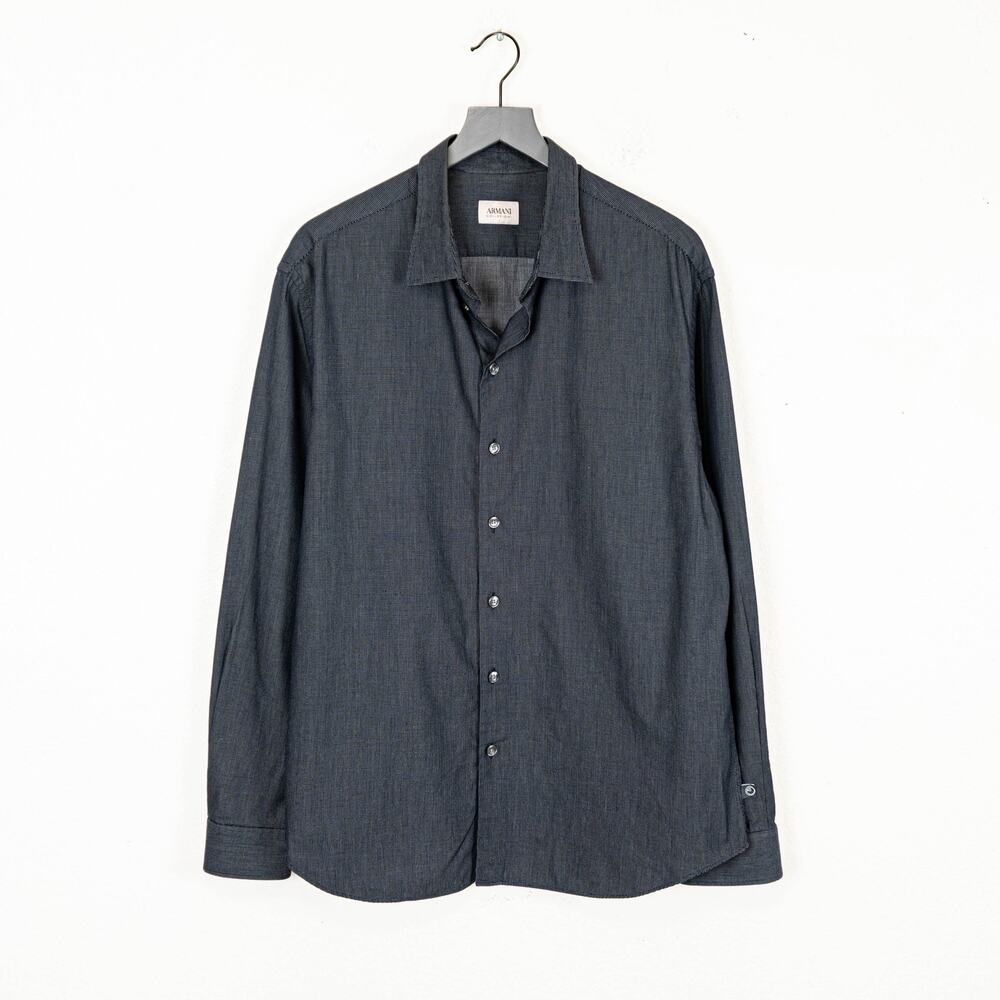 ARMANI Collezioni Men's Button up Shirt Mico dot black size 2XL